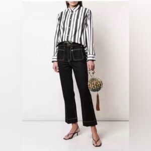 KHAITE Like new! Raquel high-waist black flare crop jean w/ contrast stitch -26